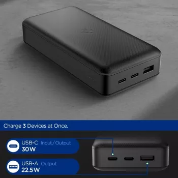 Spigen EA3020 prijenosni punjač 20000 mAh 30W crni