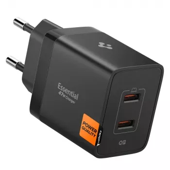 SPIGEN ESSENTIAL EE472EU 2-portni mrežni punjač 47W crni