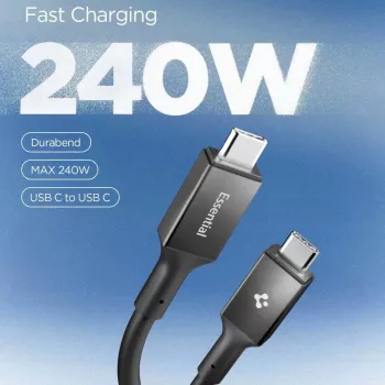 SPIGEN EB24012CC Essential USB-C na USB-C kabel 240W 120cm crni