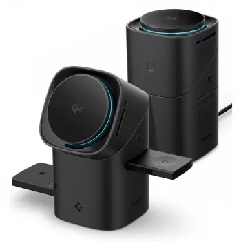 SPIGEN EF223MS Essential 3-u-1 rotirajući magnetski MagSafe bežični punjač 15W Qi2 crni