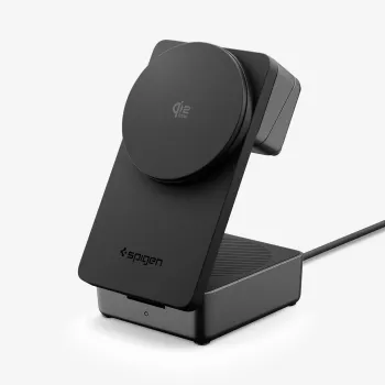 SPIGEN EF323MQ Essential 3-u-1 magnetski MagSafe bežični punjač 25W Qi2 crni