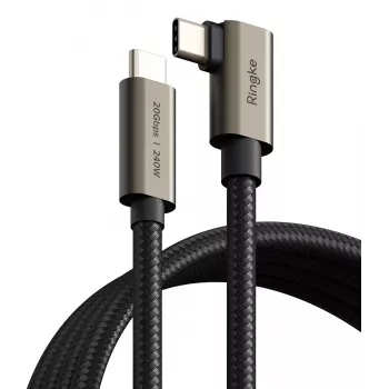 RINGKE USB 3.2 Gen 2x2 Type-C kabel 90 stupnjeva PD 240W 200 cm crni