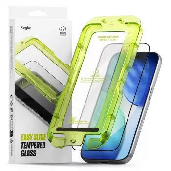 Ringke Easy Slide 2-Pack kaljeno staklo zaštita zaslona za iPhone 17 Pro - crna