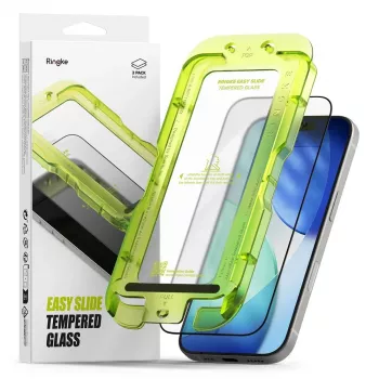 Ringke Easy Slide kaljeno staklo zaštita zaslona 2-Pack za Apple iPhone 17 - crna