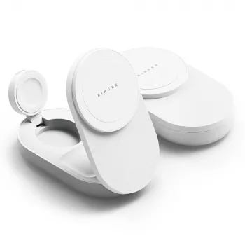 RINGKE 3-u-1 magnetski MagSafe bežični sklopivi punjač 25W Qi2 bijeli