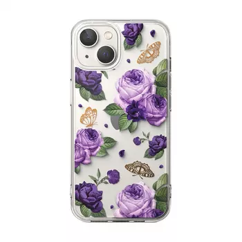Ringke Fusion Design hibridna zaštitna maska za Apple iPhone 14 Plus, prozirna s Purple Rose okvirom, MIL-STD 810G-516.6 certificirana