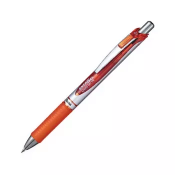 Pentel EnerGel Xm gel olovka s mehanizmom na klik - narančasta tinta - 0,35 mm - srebrno kućište s narančastim detaljima - gumeni grip - okruglo tijelo