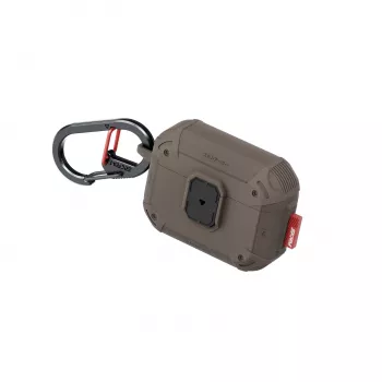 SKINARMA Mecha LE Case with Snap Lock and Carabiner for Apple AirPods Pro 3, Khaki (SK-APP3MECLE-BIRCH)