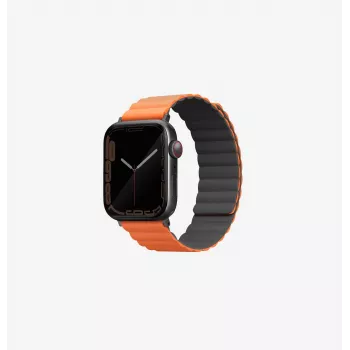 UNIQ Revix reverzibilna magnetska narukvica za Apple Watch Series 1/2/3/4/5/6/7/8/9/SE/SE2/SE3/Ultra/Ultra 2/Ultra 3 42/44/45/49mm - siva/narančasta