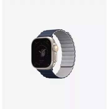 UNIQ Revix reverzibilna magnetska narukvica za Apple Watch Series 1/2/3/4/5/6/7/8/9/SE/SE2/SE3/Ultra/Ultra 2/Ultra 3 42/44/45/49mm - siva/narančasta