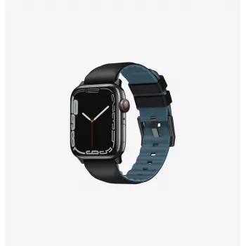 UNIQ Linus narukvica za Apple Watch Series 1/2/3/4/5/6/7/8/9/SE/SE2/SE3/Ultra/Ultra 2/Ultra 3 42/44/45/49mm Airosoft silikon ponoćno crna