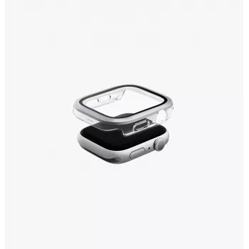 UNIQ Voute zaštitna futrola za Apple Watch Series 10 / 11 42mm s kaljenim staklom, srebrna