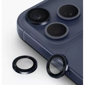 UNIQ Optix Prime zaštita za leće kamere za iPhone 17 Pro / 17 Pro Max / 15 Pro / 15 Pro Max s aplikatorom - tamnoplava