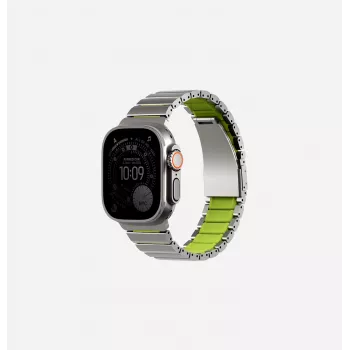 UNIQ Strova Flex remen za Apple Watch 44/45/46/49mm Series 1/2/3/4/5/6/7/8/9/10/11/SE/SE2/SE3/Ultra/Ultra 2/Ultra 3 srebrno-limetna
