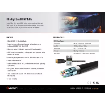Gefen GEF-CAB-HS-HDMI-2M HDMI 2.1 kabel 2m crni 48Gbit/s 3D