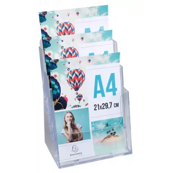 Exacompta A4 stalak za pult s 3 pretinca, polistiren, prozirni, 155 x 237 x 339 mm (74158D)