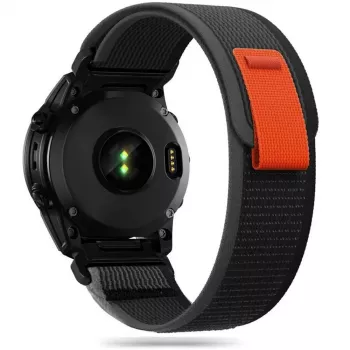 TECH-PROTECT najlonski remen za sat za Garmin Fenix 5 / 6 / 6 Pro / 7 – crno/narančasti