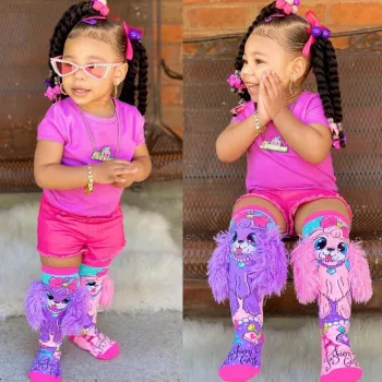MADMIA Children's Knee-High Socks Coco In Parris Puppy 3D Plush Ears MM172