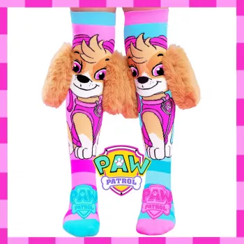 MADMIA Paw Patrol Skye Children's Knee-High Socks with 3D Plush Ears - Pink/Blue/White