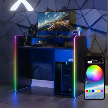 X Rocker 2023269 gaming radni stol s LED rasvjetom, crni