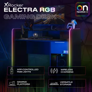 X Rocker 2023269 gaming radni stol s LED rasvjetom, crni