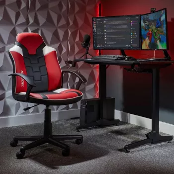X Rocker Saturn 5120101 gaming uredska stolica za tinejdžere, do 100 kg, crno-crvena