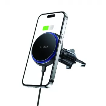 TECH-PROTECT MM15W-V4 magnetski MagSafe držač za auto na ventilaciji s bežičnim punjačem 15W crni