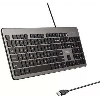 UNITEK SlimTap žična uredska tipkovnica, USB-A, siva