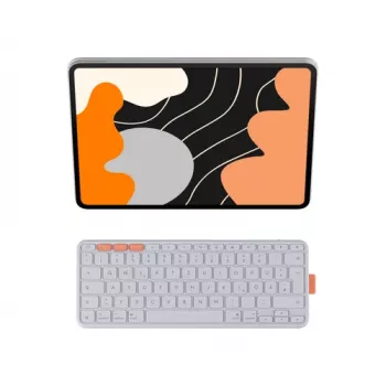Logitech Flip Folio futrola s tipkovnicom za Apple 13 inch iPad Air (M2, M3) - svijetlosiva - QWERTZ njemački raspored