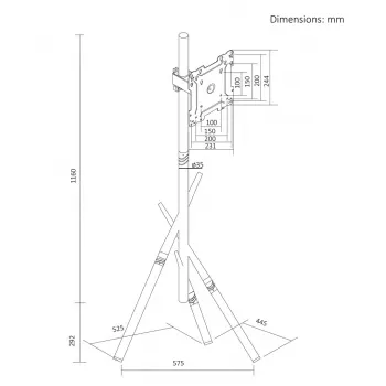 Maclean TV podni stalak/nosač, 27-55 inch, max. VESA 200x200, max. 60 kg, bijeli, MC-181 W