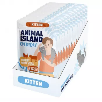 ANIMAL ISLAND hrana za mačiće s puretinom i teletinom, mokra, 12 x 85g
