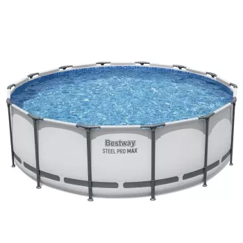 Bestway 5612X Steel Frame nadzemni bazen 427 x 122 cm (14 ft x 48 inch) okrugli okvirni bazen s filtar pumpom, ljestvama, pokrivačem, podlogom i ChemConnect dozatorom