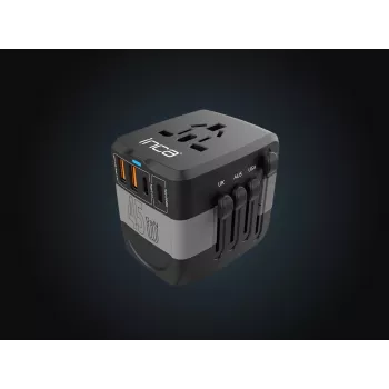 INCA univerzalni putni adapter USA/EU/UK/AUS crni