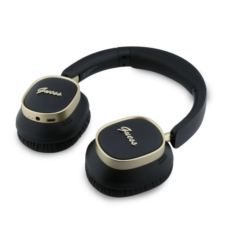 Guess Bluetooth over-ear slušalice ENC Rectangle Metal Script crne