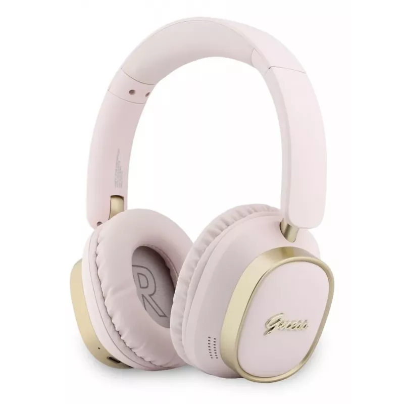 Guess Bluetooth over-ear slušalice ENC Rectangle Metal Script roza