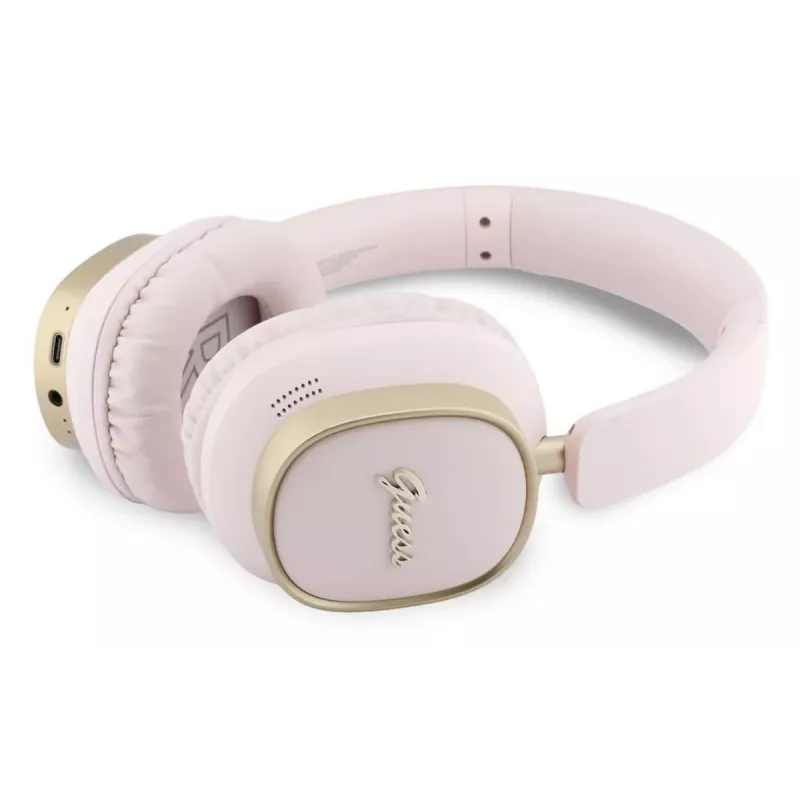 Guess Bluetooth over-ear slušalice ENC Rectangle Metal Script roza