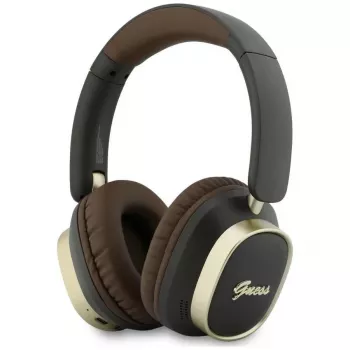Guess Bluetooth over-ear slušalice ENC Rectangle Metal Script smeđe