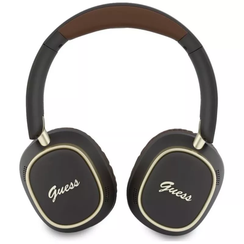 Guess Bluetooth over-ear slušalice ENC Rectangle Metal Script smeđe