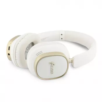 Guess Bluetooth ENC Rectangle Metal Script over-ear slušalice bijele