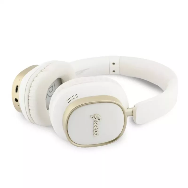 Guess Bluetooth ENC Rectangle Metal Script over-ear slušalice bijele