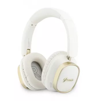 Guess Bluetooth ENC Rectangle Metal Script over-ear slušalice bijele