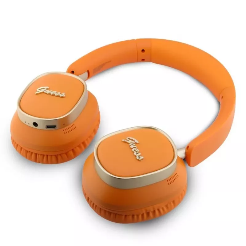 Guess Bluetooth on-ear slušalice Rectangle Metal Script narančaste