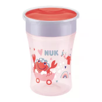 NUK Magic Cup 230 ml crvena 360° rub za pijenje čaša za treniranje za malu djecu od 8+ mjeseci, nepropusna, bez BPA, periva u perilici posuđa