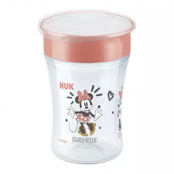 NUK Disney Mickey Mouse Magic Cup crvena šalica za učenje pijenja 230ml s rubom za pijenje 360°