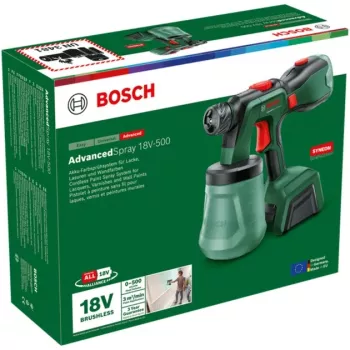 Bosch AdvancedSpray 18V-500 akumulatorska pištolj za boju (osnovni uređaj, zeleni, POWER FOR ALL ALLIANCE)