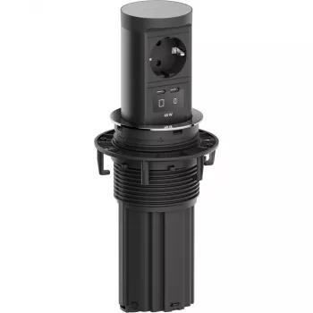 Bachmann ELEVATOR2 pop-up jedinica za napajanje na radnom stolu s 1x Schuko utičnicom i 1x USB-C 45W, izgled nehrđajućeg čelika, kabel 2m