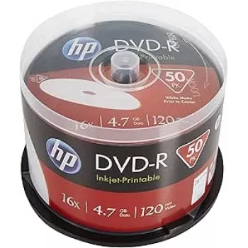 Verbatim HP inkjet DVD-R za ispis na vretenu (50 diskova) - 16x, 4,7 GB, AZO Dye, bijela površina za ispis