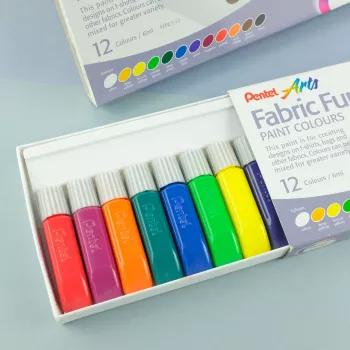 Pentel Arts FFPC1-12 set boja za tkaninu, razne boje, 12 x 6 ml tubice