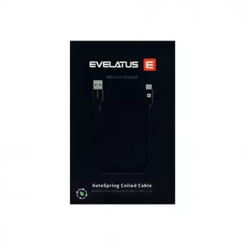 Evelatus AutoSpring spiralni kabel USB A na USB C 1,2m crni