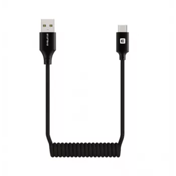 Evelatus AutoSpring spiralni kabel USB A na USB C 1,2m crni